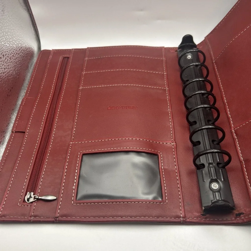 Vintage Day-Timer Burgundy Leather Planner Organizer Desk Size